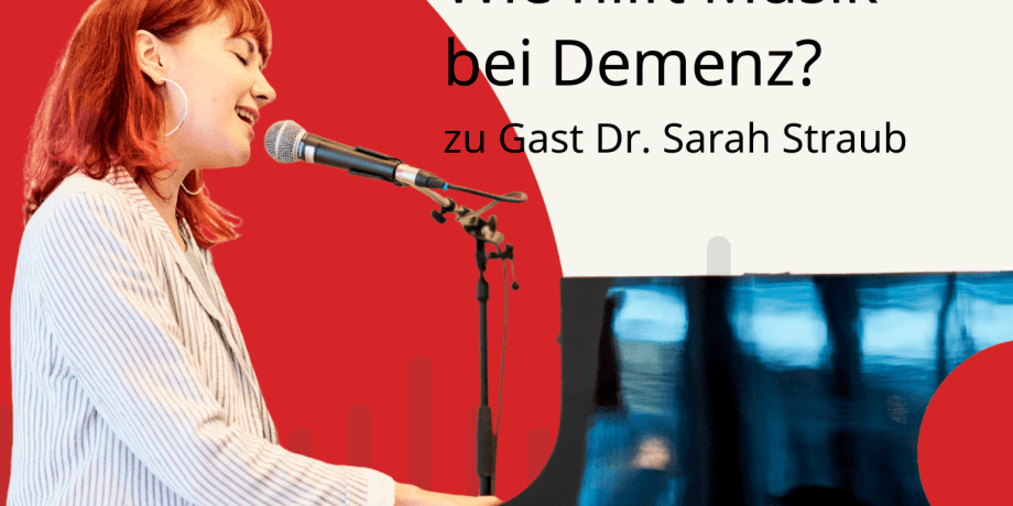 Frau vor rotem Hintergrund singt