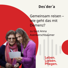 Podcastcover zum Thema Reisen mit Demenz mit Mutter und Tochter.