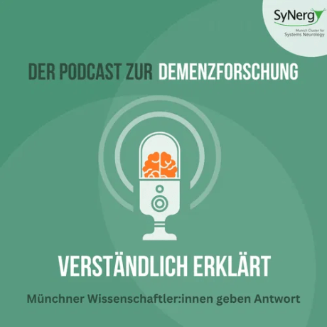 Grünes Podcastcover zum Thema Demenzforschung