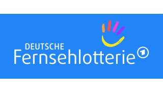 Schriftzug DEUTSCHE Fernsehlotterie auf blauem Hintergrund