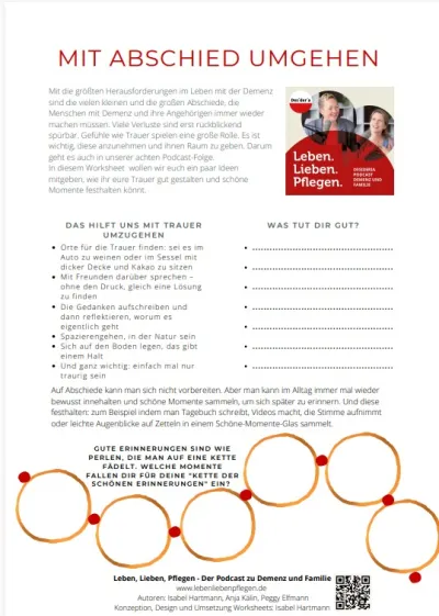 Worksheet mit Abschied umgehen