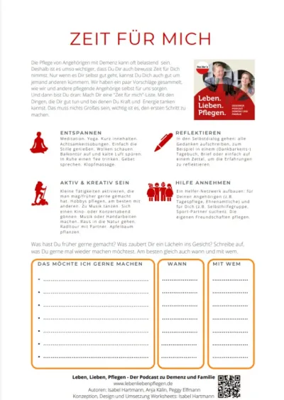 Worksheet Zeit für mich