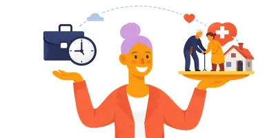 Illustration einer Frau, die work life balance darstellt