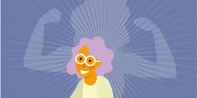 Illustration einer Frau, die Stärke und Kraft symbolisiert