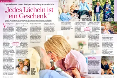 Zeitungsartikel mit Bildern von Mutter und Tochter