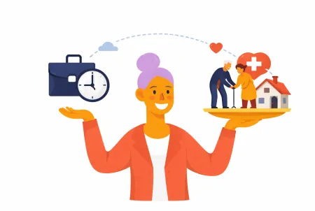 Illustration einer Frau, die work life balance darstellt