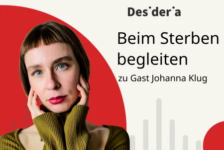Eine Frau in grünem Pullover auf einem Podcastcover