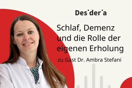 Frau im Arztkittel vor rot beigem Hintergrund