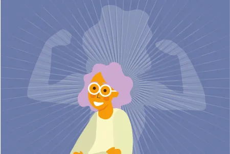 Illustration einer Frau, die Stärke und Kraft symbolisiert